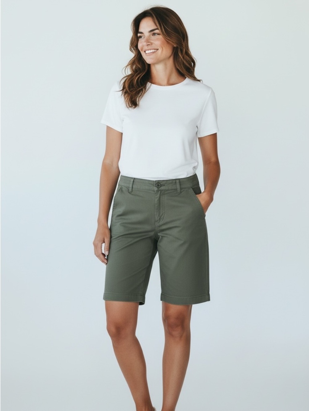 ANA ladies size 8 khaki green shorts, NWT midrise 12 shorts